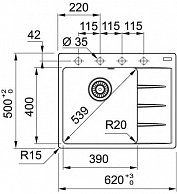 Мойка кухонная Franke CNG 611/211-62 TL серый