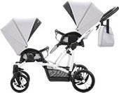 Детская прогулочная коляска для двойни Bebetto 42 Sport Comfort (03, рама белая) серый, черный