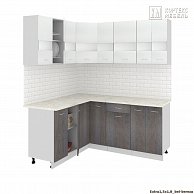 Готовая кухня Кортекс-мебель Корнелия ЭКСТРА угловая 1,5х1,8 Белый / Берёза, Королевский опал