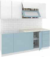 Готовая кухня Кортекс-мебель Корнелия МАРА 2,0 Белый / Голубой, Королевский опал