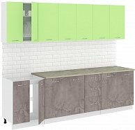 Готовая кухня Кортекс-мебель Корнелия ЛИРА 2,6 Зелёный / Оникс, Марсель