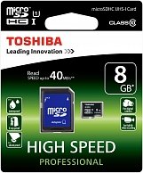 Карта памяти  Toshiba microSD SDHC 8GB class 10 + adapter UHS-I