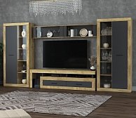 Набор мебели для жилой комнаты Интерлиния Loft-10 (Гостиная-6) дуб золотой/антрацит 1346151