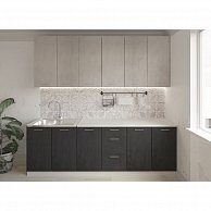 Готовая кухня Артём-Мебель Эльза СН-114 без стекла (МДФ) 2,2м бетон белый/бетон графит