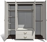 Набор мебели для жилой комнаты Интерлиния  «ТАУЭР-8» (Спальня-1) дуб венге/вудлайн кремовый