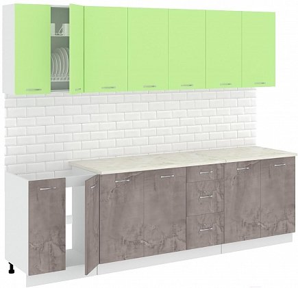 Готовая кухня Кортекс-мебель Корнелия ЛИРА 2,6 Зелёный / Оникс, Королевский опал