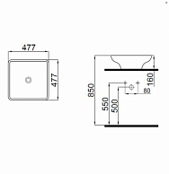 Умывальник накладной Idevit Kare 48x48 K0101-2486-001-1-0000