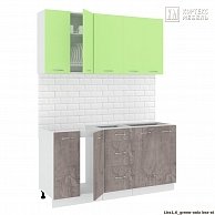 Готовая кухня Кортекс-мебель Корнелия ЛИРА 1,6 без столешницы Зелёный / Оникс