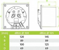 Вентилятор накладной AirRoxy dRim 100PS-C168 серебристый