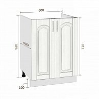 Шкаф под мойку  Кортекс-мебель Корнелия РЕТРО НШ60м без столешницы Ясень белый