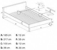 Кровать Halmar Doris 160х200 серый/ольха