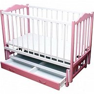 Кроватка Bambini 02 маятник с ящиком бело-розовый