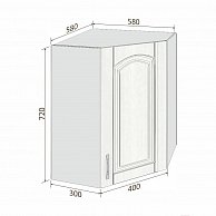 Шкаф настенный угловой Кортекс-мебель Корнелия РЕТРО ВШУ Ясень белый