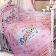 Комплект в кровать  Золотой гусь ZOO BEAR 7 пр (1256) розовый