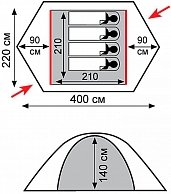 Палатка Tramp  Rock 4 v2 зеленый