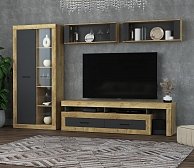 Набор мебели для жилой комнаты Интерлиния Loft-7 (Гостиная-3) дуб золотой/антрацит 1346148