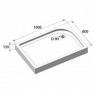 Душевой поддон BelBagno TRAY-BB-AH-100/80-15-W-R 1000x800x150