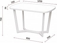 Обеденный стол Millwood Лофт Мюнхен 120x70x75 белый/металл (белый)