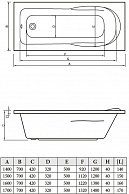 Ванна Bonito Home MALVA 170*70 с ножками белый BH-MA-204-170/St