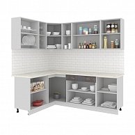 Готовая кухня Кортекс-мебель Корнелия ЭКСТРА угловая 1,5х2,6м Дуб сонома, Королевский опал