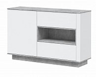 Набор мебели для жилой комнаты Интерлиния Quartz-14 (Спальня-2) с подъемным механизмом (белый платинум/бетон)