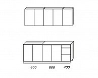 Готовая кухня Артём-Мебель Эльза СН-114 без стекла (МДФ) 2,0м бетон белый/бетон графит