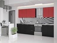 Готовая кухня Артём-Мебель Лана без стекла ДСП 1.6м красный/черный