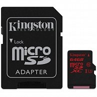 Карта памяти Kingston 64GB microSDXC UHS-I speed class 3 SDCA3/64GB