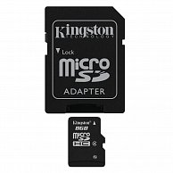Карта памяти Kingston SDC4/8GB 8GB Class4 с адаптером SD (SDC4/8GB) чёрный
