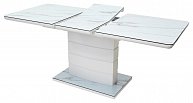 Обеденный стол Дамавер ALTA 120 GREY-WHITE MARBLE/ WHITE глазурованное стекло