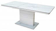Обеденный стол Дамавер ALTA 140 GREY-WHITE MARBLE/ WHITE глазурованное стекло