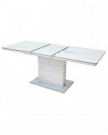 Обеденный стол Дамавер ALTA 140 GREY-WHITE MARBLE/ WHITE глазурованное стекло