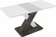 Обеденный стол ТриЯ Люксембург Тип 1 ателье темный/белый/стекло белое матовое