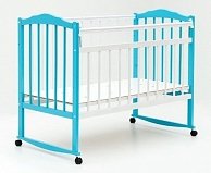 Кроватка Bambini 01 колесо-качалка бело-голубой