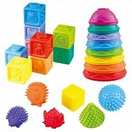 Развивающий набор мягких кубиков, формочек и животных PlayGo 24096 Разноцветный