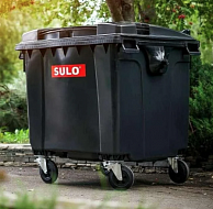 Контейнер для отходов пластиковый SULO 1100л с плоской крышкой серый
