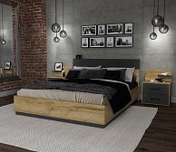 Набор мебели для жилой комнаты Интерлиния Loft-2 (Спальня-2) дуб золотой/антрацит