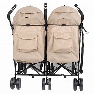 Детская прогулочная коляска для двойни BamBola Pallino бежевый/индиго (HP-306S)