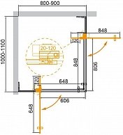 Душевой уголок Cezares SLIDER-AH-2-80/90-100/110-C-Cr  (800-900)x(1000-1100)x1950