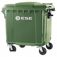 Контейнер для отходов пластиковый с плоской крышкой ESE 1100л зелёный