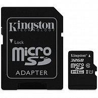 Карта памяти Kingston 32GB microSDHC Class 10 UHS-I + SD Adapter SDC10G2/32GB