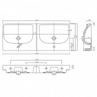Умывальник Kolo  TRAFFIC  L91521000  мебельный  двойной 120 см, с 2 отверстиями