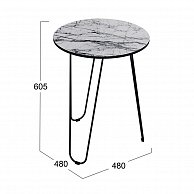 Стол журнальный ТриЯ ДП 1-03-09 480*605, стекло мрамор белый/черный