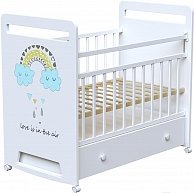 Детская кроватка  VDK  Bonne   колесо-качалка с маятником (белый)