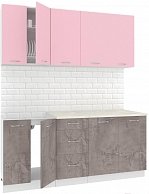 Готовая кухня Кортекс-мебель Корнелия ЛИРА 1,8 Розовый / Оникс, Королевский опал