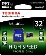 Карта памяти  Toshiba microSD SDHC 32GB class 10 + adapter UHS-I