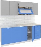 Готовая кухня Кортекс-мебель Корнелия МАРА 2,0 Серый / Синий, Марсель