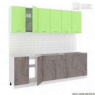 Готовая кухня Кортекс-мебель Корнелия ЛИРА-лайт 2,4 без столешницы Зелёный / Оникс