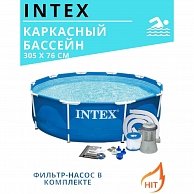 Бассейн Intex Metal Frame Beachside 28208 (305х76) (c фильтром и насосом) синий
