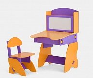 Комплект "Столики Детям" ФО-1столик с магнитной доской со стульчиком (регулировка по высоте) фиолетово-оранжевый